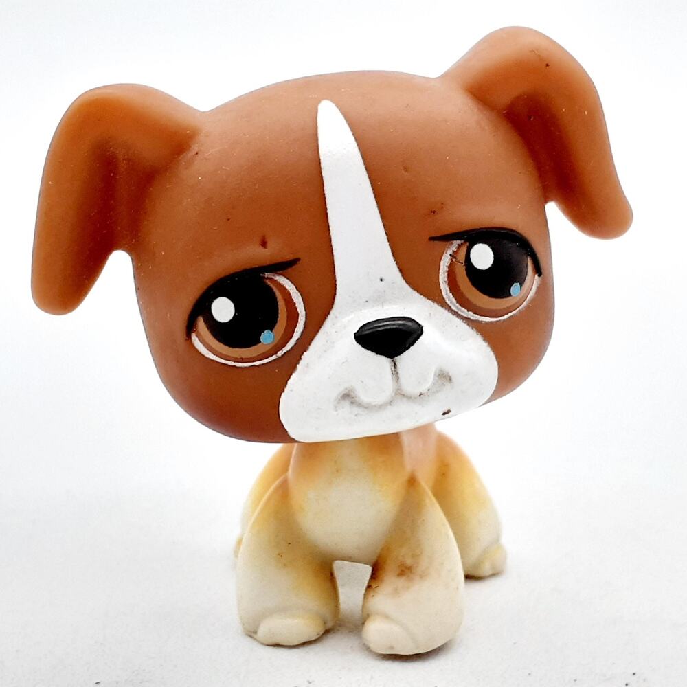 Littlest Pet Shop Brown Dog Puppy Mini Figure Brown Eyes Hasbro LPS Toy 2007